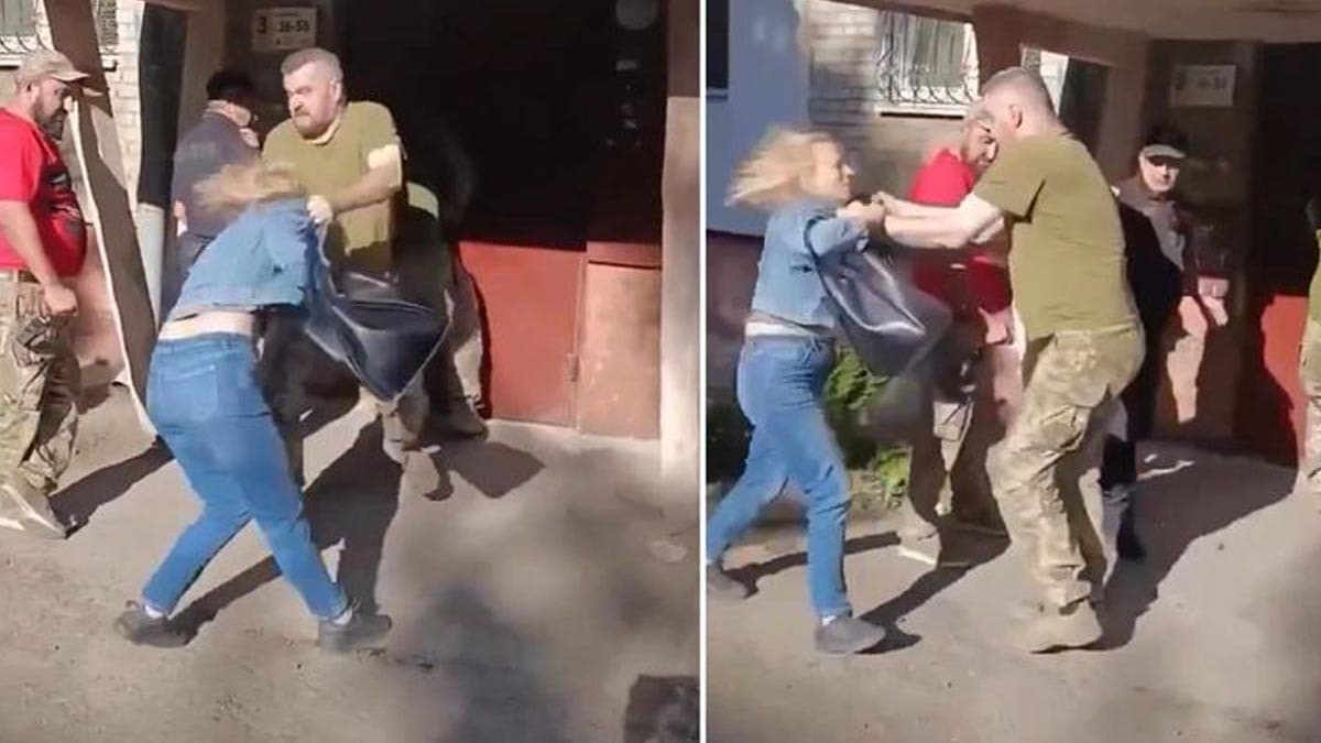 Askere gitmekten kaçan şahıs, araya giren kadını yere düşürdü